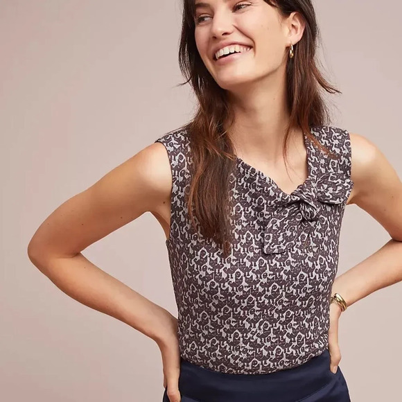 MAEVE by ANTHROPOLOGIE Tomcat Top in Black Motif‎ - Picture 2 of 8